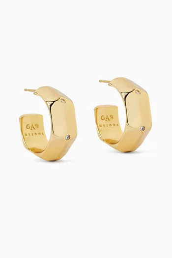 أقراط دائرية ميلا معدن مطلي بلون ذهبي