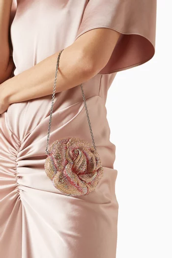 Rose Apricot Crystal Clutch Bag
