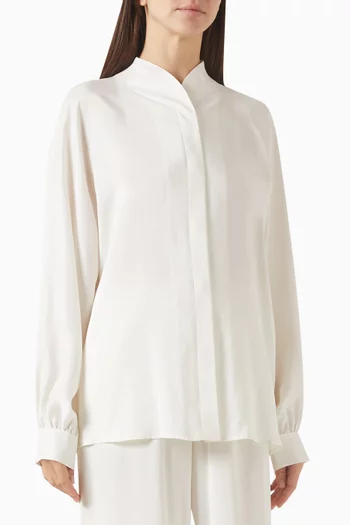 Collarless Blouse in Silk