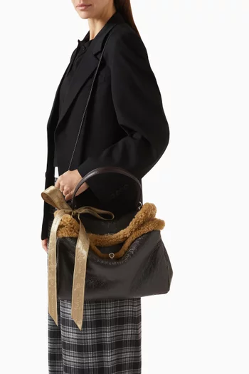 حقيبة روديو متوسطة جلد عجل وفرو