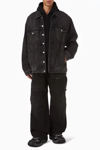 كنزة بغطاء رأس وسحّاب مزينة بأسد قطن تيري