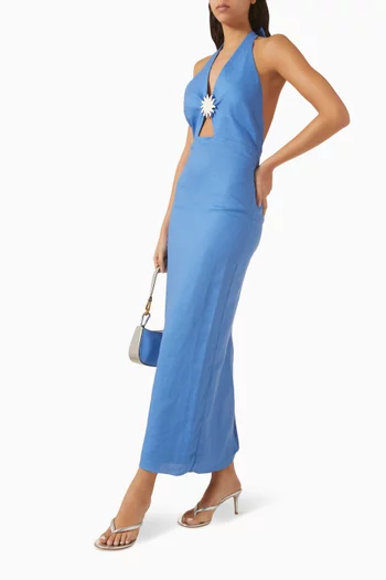 Orly Open-back Dress in Linen