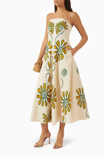 Delta Printed Dress in Linen