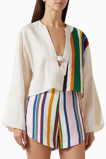 بلوزة ساساري قصيرة كتان