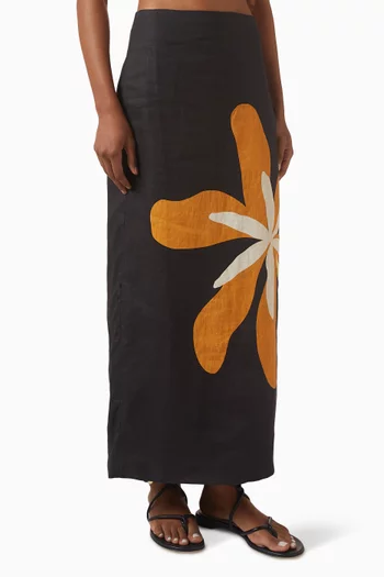 Bruna Printed Skirt in Linen