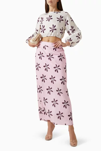 Lori Floral-print Top in Linen