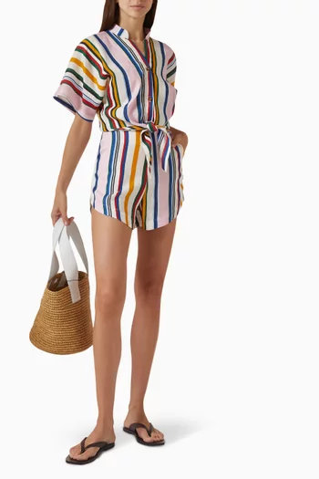 Bahamas Striped Shorts in Linen