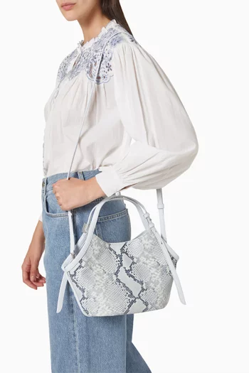 Small Tulip Tote Bag in Snake-embossed Leather