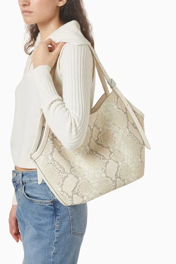 Tulip Tote Bag in Snake-embossed Leather