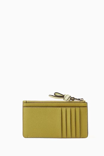 حافظة بطاقات ائتمان بعروة جلد حبيبي