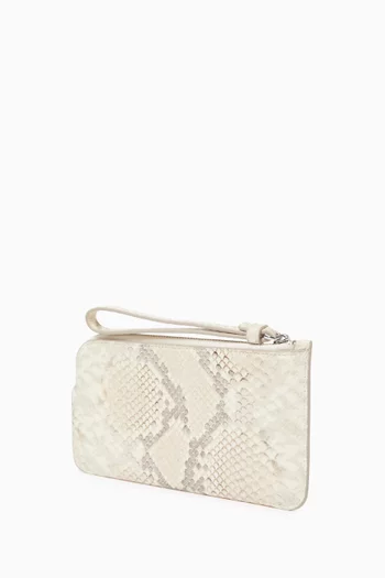 حافظة بحمالة معصم وسحّاب جلد بنقشة