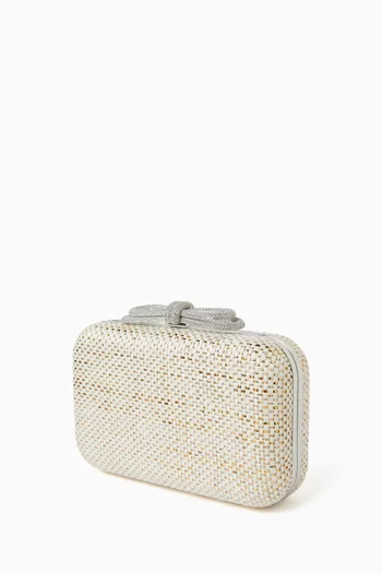 Double Bow Clutch Bag in Lurex-raffia