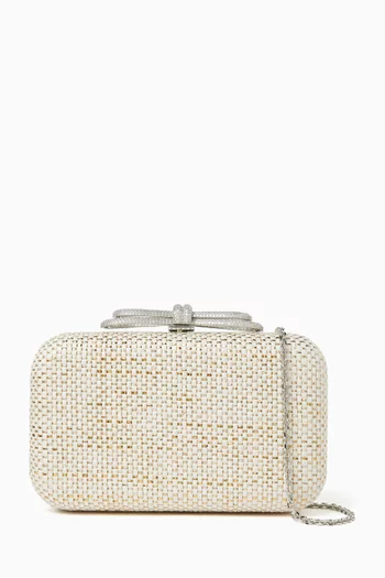 Double Bow Clutch Bag in Lurex-raffia