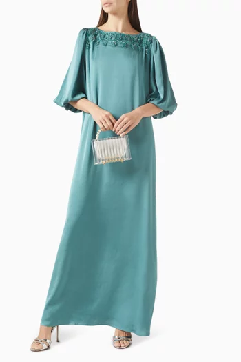 Embellished Kaftan in Satin