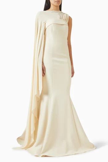 فستان سهرة بكاب درابيه