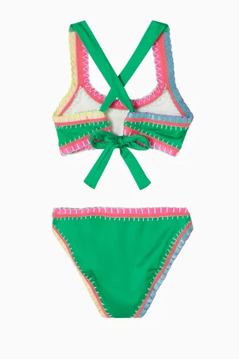 Sporty Rainbow Embroidered Bikini