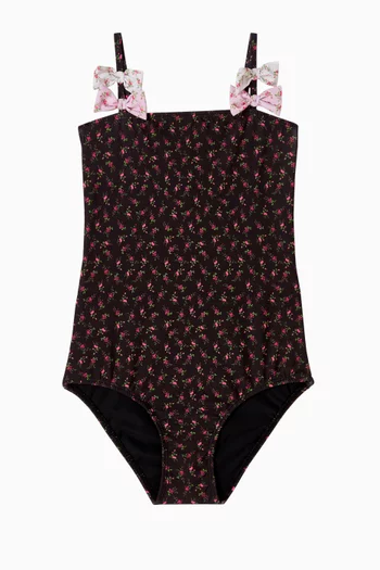 Maddie Floral Print Bow-detail One-Piece Swimsuit