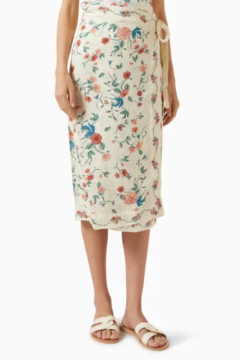 تنورة لونا متوسطة الطول بتصميم ملفوف