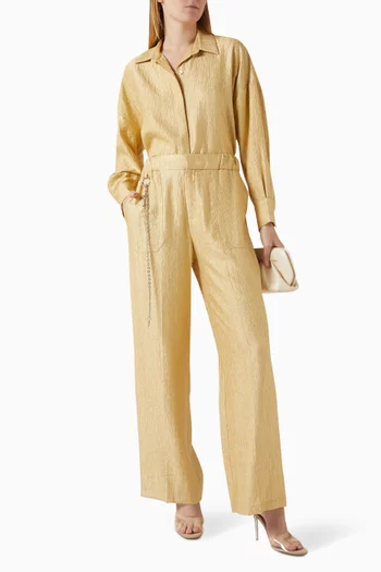 Textured Chain Wide-leg Pants