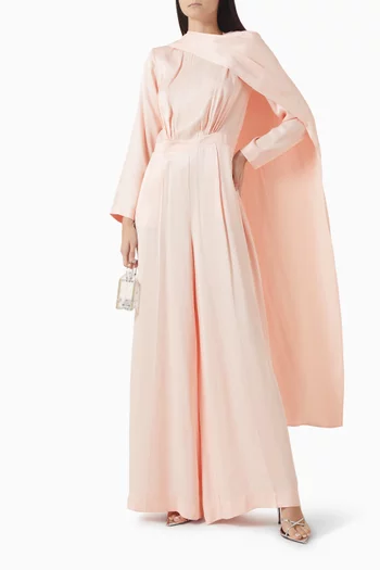Cape-detail Jumpsuit in Satin