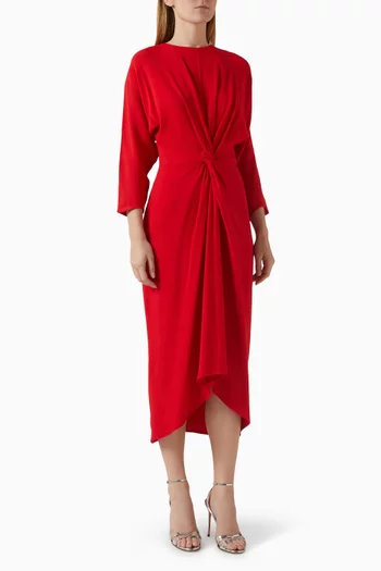 Twisted-front Midi Dress