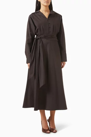Belted Shirt Midi Dress