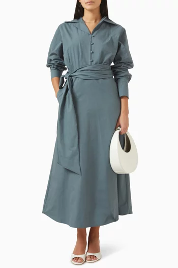 Belted Shirt Midi Dress