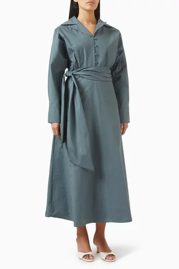 Belted Shirt Midi Dress