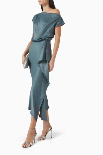 Off-shoulder Midi Dress in Satin