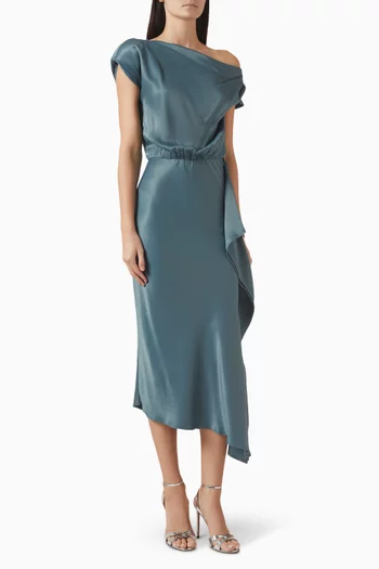 Off-shoulder Midi Dress in Satin