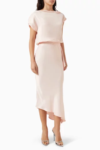 Off-shoulder Midi Dress in Satin