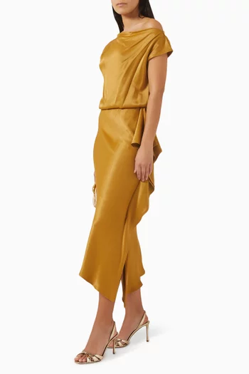Off-shoulder Midi Dress in Satin