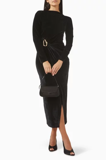Draped Midi Dress in Velvet