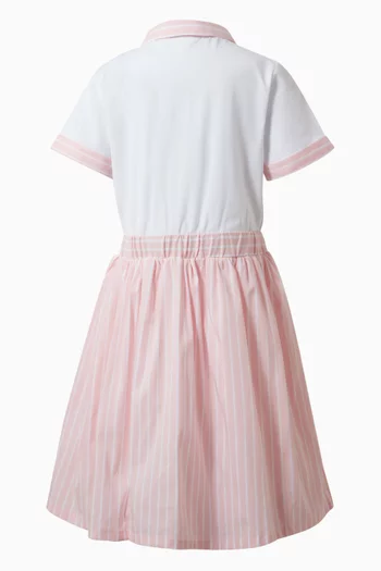 فستان بنمط قميص مزين بخطوط قطن بوبلين