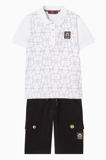 Logo-print Polo Shirt in Cotton