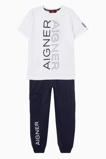 تي شيرت بطبعة شعار الماركة قطن