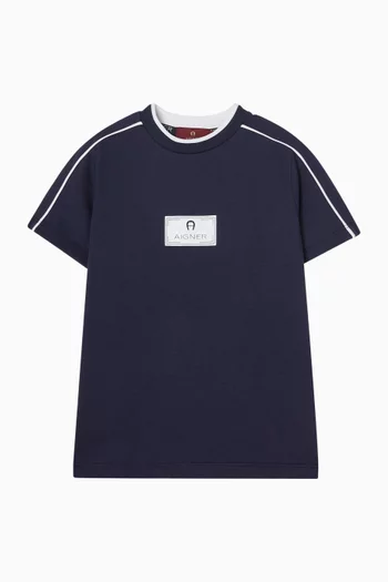 تي شيرت بطبعة شعار الماركة قطن