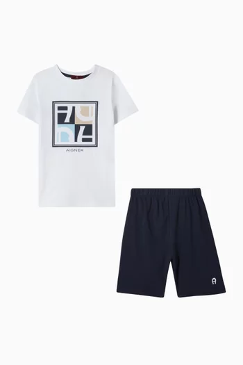 Logo-print Pyjama Set in Cotton