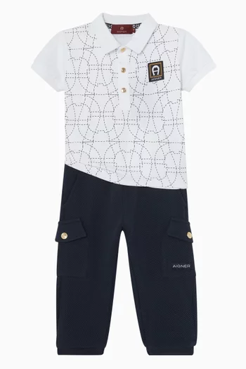 Abstract-print Polo T-shirt