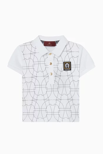 Abstract-print Polo T-shirt