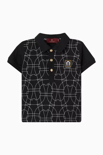 Abstract-print Polo T-shirt