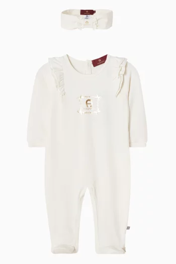 طقم هدايا بيجاما وطوق رأس بشعار الماركة