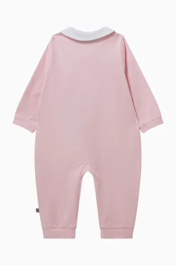 Teddy-embroidered Sleepsuit in Pima Cotton