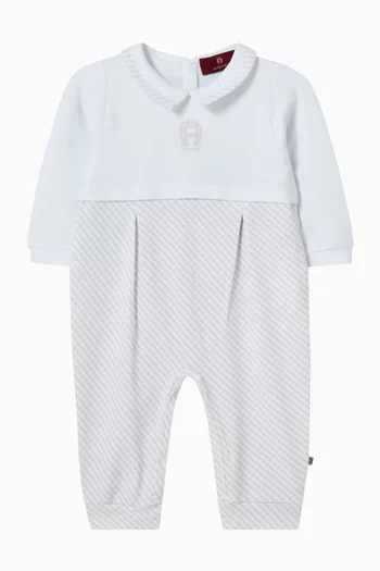 Logo Print Pyjama Onesie in Cotton
