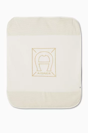 Logo-embroidered Baby Blanket in Pima Cotton