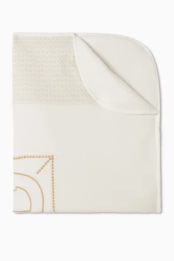 Logo-embroidered Baby Blanket in Pima Cotton