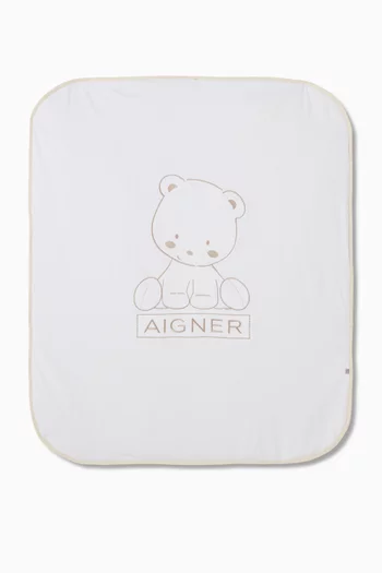 Logo-embroidered Baby Blanket in Pima Cotton