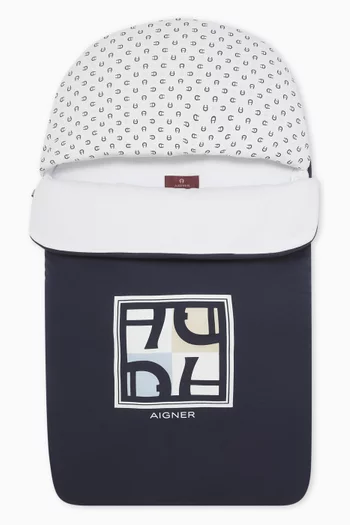 كيس نوم للأطفال بشعار الماركة بتصميم مربع قطن