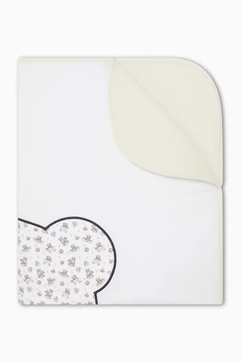 Teddy Logo Baby Blanket in Pima Cotton