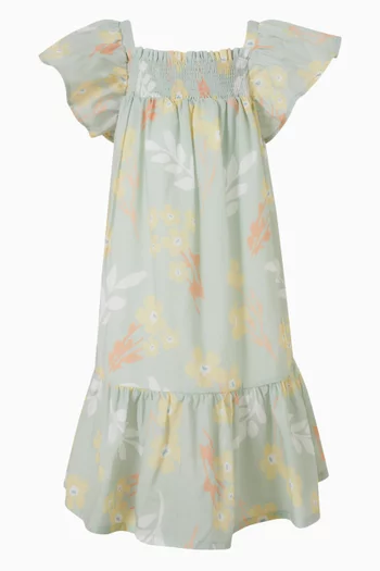 فستان بنقشة زهور قطن بوبلين